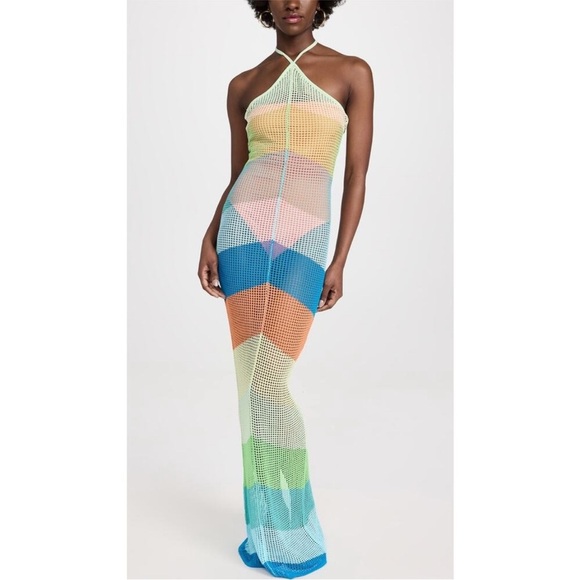 🌈 NWOT PQ SWIM Daria coverup Colorful Crochet Swim Cover-Up size XS/S - Picture 6 of 11